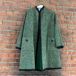 Vintage Green Wool Tweed Reversible Coat, 1950s